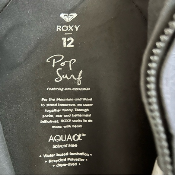 NWT Roxy Pop Surf swim neoprene zip top jacket size 12 black floral peach pink - Picture 3 of 5